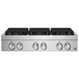 JennAir Noir JGCP436HM Ga Cooktop, 36 inch Exterior Width, 6 Burners, 20,000 BTU Highest Burner, Stainless Steel colour