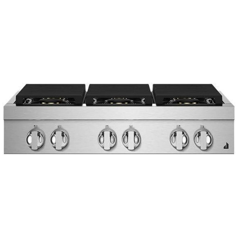 JennAir Noir JGCP436HM Gas Cooktop, 36 inch Exterior Width, 6 Burners, 20,000 BTU Highest Burner, Stainless Steel colour