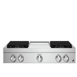JennAir Noir JGCP536HM Gas Cooktop, 36 inch Exterior Width, 5 Burners, 20,000 BTU Highest Burner, Stainless Steel colour