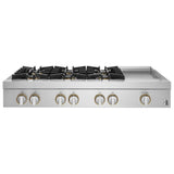 JennAir Rise JGCP548HL Gas Cooktop, 48 inch Exterior Width, 6 Burners, 20,000 BTU Highest Burner, Stainless Steel colour