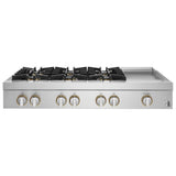 JennAir Rise JGCP548HL Gas Cooktop, 48 inch Exterior Width, 6 Burners, 20,000 BTU Highest Burner, Stainless Steel colour