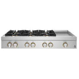 JennAir Rise JGCP548HL Gas Cooktop, 48 inch Exterior Width, 6 Burners, 20,000 BTU Highest Burner, Stainless Steel colour