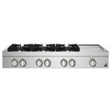 JennAir Rise JGCP548HL Gas Cooktop, 48 inch Exterior Width, 6 Burners, 20,000 BTU Highest Burner, Stainless Steel colour