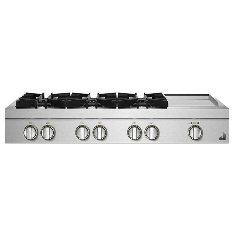 JennAir Rise JGCP548HL Gas Cooktop, 48 inch Exterior Width, 6 Burners, 20,000 BTU Highest Burner, Stainless Steel colour
