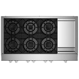 JennAir Rise JGCP548HL Gas Cooktop, 48 inch Exterior Width, 6 Burners, 20,000 BTU Highest Burner, Stainless Steel colour