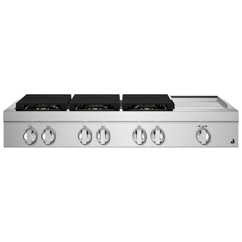 JennAir Noir JGCP548HM Gas Cooktop, 48 inch Exterior Width, 6 Burners, 20,000 BTU Highest Burner, Stainless Steel colour