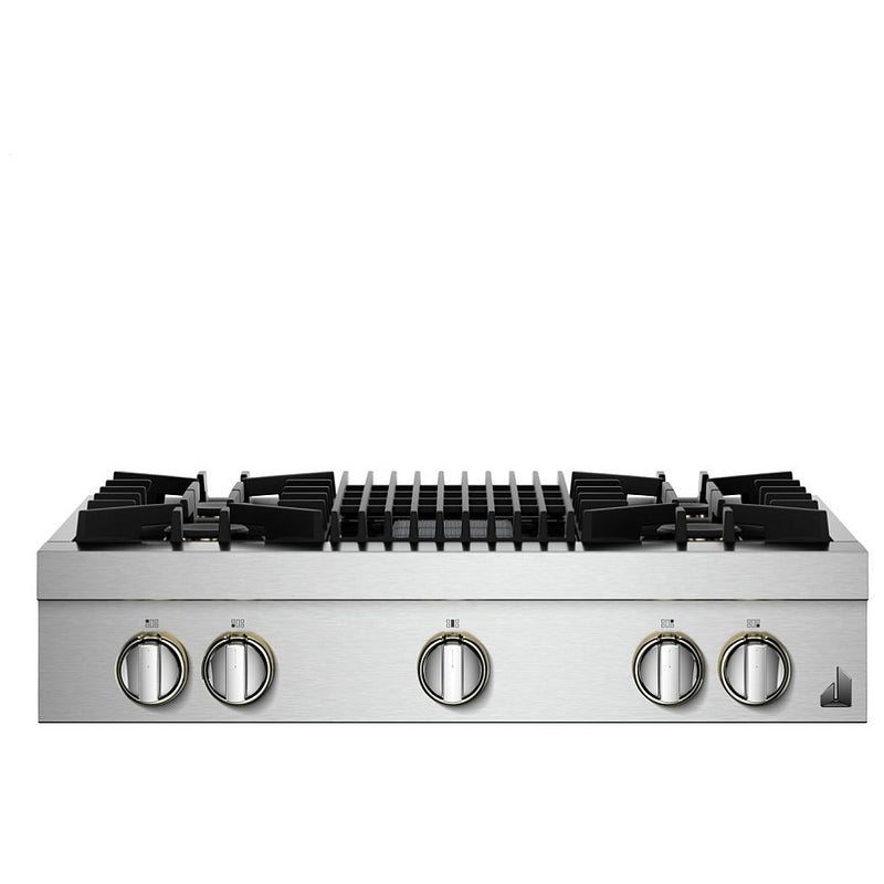JennAir Rise JGCP636HL Gas Cooktop, 36 inch Exterior Width, 5 Burners, 20,000 BTU Highest Burner, Stainless Steel colour