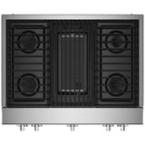 JennAir Noir JGCP636HM Gas Cooktop, 36 inch Exterior Width, 5 Burners, 20,000 BTU Highest Burner, Stainless Steel colour