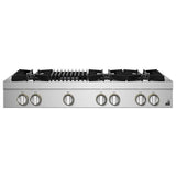 JennAir Rise JGCP648HL Gas Cooktop, 48 inch Exterior Width, 6 Burners, 20,000 BTU Highest Burner, Stainless Steel colour