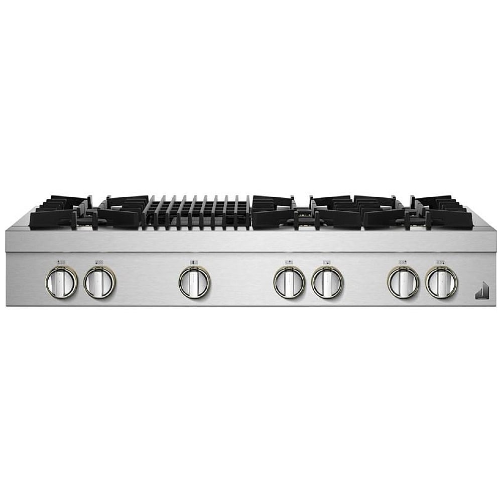 JennAir Rise JGCP648HL Gas Cooktop, 48 inch Exterior Width, 6 Burners, 20,000 BTU Highest Burner, Stainless Steel colour