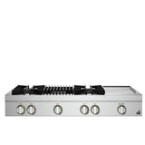 JennAir Rise JGCP748HL Gas Cooktop, 48 inch Exterior Width, 6 Burners, 20,000 BTU Highest Burner, Stainless Steel colour