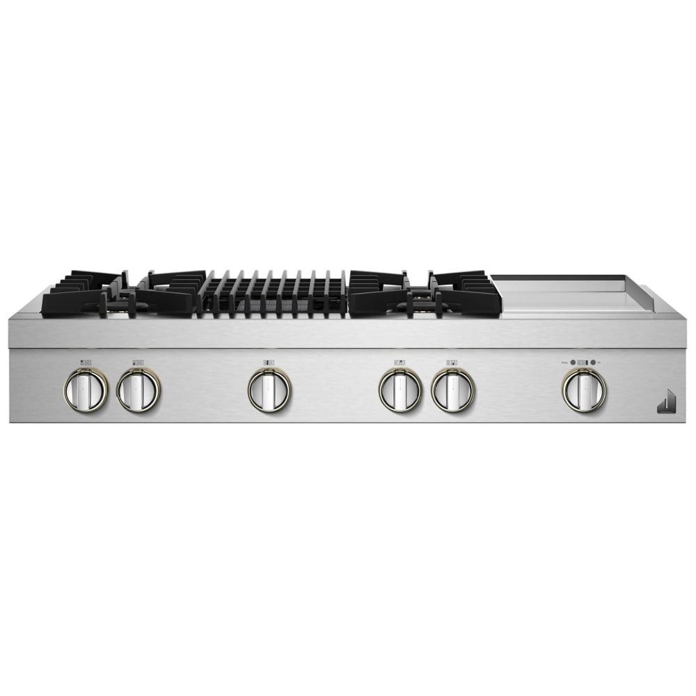 JennAir Rise JGCP748HL Gas Cooktop, 48 inch Exterior Width, 6 Burners, 20,000 BTU Highest Burner, Stainless Steel colour