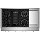 JennAir Rise JGCP748HL Gas Cooktop, 48 inch Exterior Width, 6 Burners, 20,000 BTU Highest Burner, Stainless Steel colour