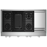 JennAir Noir JGCP748HM Gas Cooktop, 48 inch Exterior Width, 6 Burners, 20,000 BTU Highest Burner, Stainless Steel colour