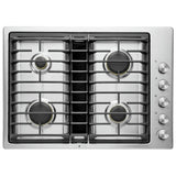 JennAir Euro Style JGD3430GS Gas Cooktop, 30 inch Exterior Width, 4 Burners, Downdraft, 17,000 BTU Highest Burner, Stainless Steel colour