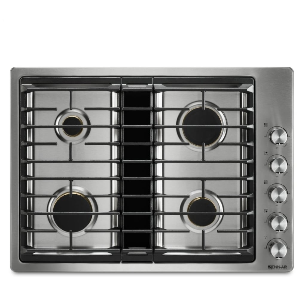 JennAir Euro Style JGD3430GS Gas Cooktop, 30 inch Exterior Width, 4 Burners, Downdraft, 17,000 BTU Highest Burner, Stainless Steel colour