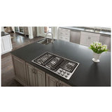 JennAir Euro Style JGD3536GS Gas Cooktop, 36 inch Exterior Width, 5 Burners, Downdraft, 17,000 BTU Highest Burner, Stainless Steel colour