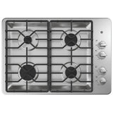 GE JGP3030SLSS Gas Cooktop, 30 inch Exterior Width, 4 Burners, 15,000 BTU Highest Burner, Stainless Steel colour