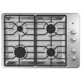GE JGP3030SLSS Gas Cooktop, 30 inch Exterior Width, 4 Burners, 15,000 BTU Highest Burner, Stainless Steel colour