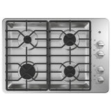 GE JGP3030SLSS Gas Cooktop, 30 inch Exterior Width, 4 Burners, 15,000 BTU Highest Burner, Stainless Steel colour