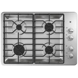 GE JGP3030SLSS Gas Cooktop, 30 inch Exterior Width, 4 Burners, 15,000 BTU Highest Burner, Stainless Steel colour