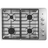 GE JGP3030SLSS Gas Cooktop, 30 inch Exterior Width, 4 Burners, 15,000 BTU Highest Burner, Stainless Steel colour