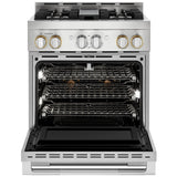 JennAir Rise JGRP430HL Gas Range, 4.1 cu. ft. Capacity, 30 inch Exterior Width, Self Clean, Dual Fan Convection, 4 Burners, 20,000 BTU Highest Burner, Stainless Steel colour