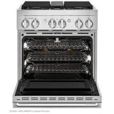 JennAir Noir JGRP430HM Gas Range, 4.1 cu. ft. Capacity, 30 inch Exterior Width, Self Clean, Dual Fan True Convection, 4 Burners, 20,000 BTU Highest Burner, Stainless Steel colour