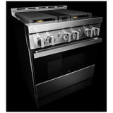 JennAir Noir JGRP430HM Gas Range, 4.1 cu. ft. Capacity, 30 inch Exterior Width, Self Clean, Dual Fan True Convection, 4 Burners, 20,000 BTU Highest Burner, Stainless Steel colour