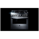 JennAir Rise JGRP436HL Gas Range, 5.1 cu. ft. Capacity, 36 inch Exterior Width, Self Clean, Dual Fan True Convection, 6 Burners, 20,000 BTU Highest Burner, Stainless Steel colour