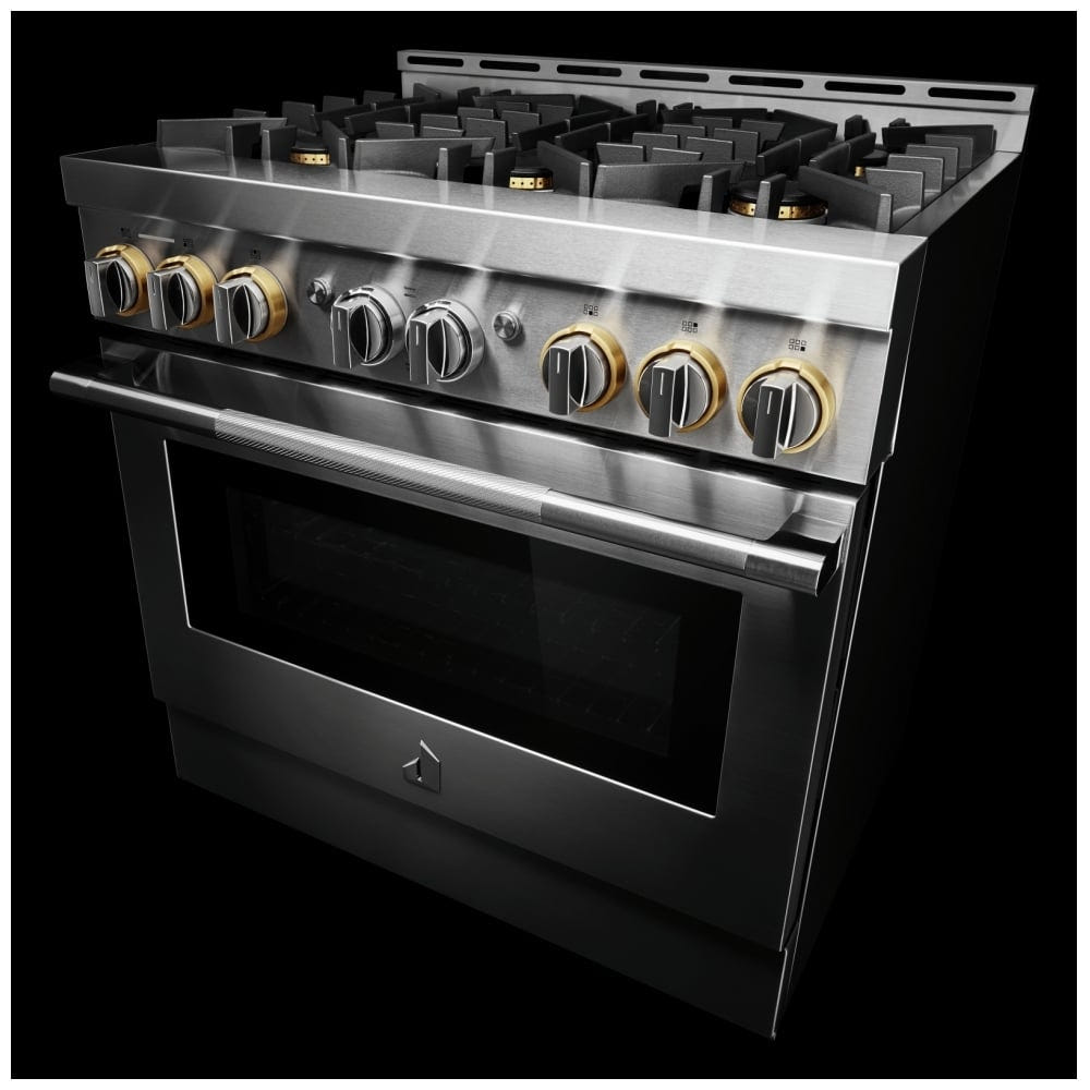 JennAir Rise JGRP436HL Gas Range | 5.1 cu. ft. Capacity, 36 inch Exterior Width, Self Clean, True Convection, 6 Burners, 20,000 BTU