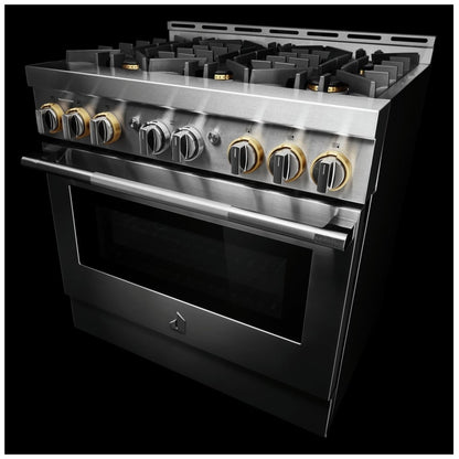 JennAir Rise JGRP436HL Gas Range | 5.1 cu. ft. Capacity, 36 inch Exterior Width, Self Clean, True Convection, 6 Burners, 20,000 BTU
