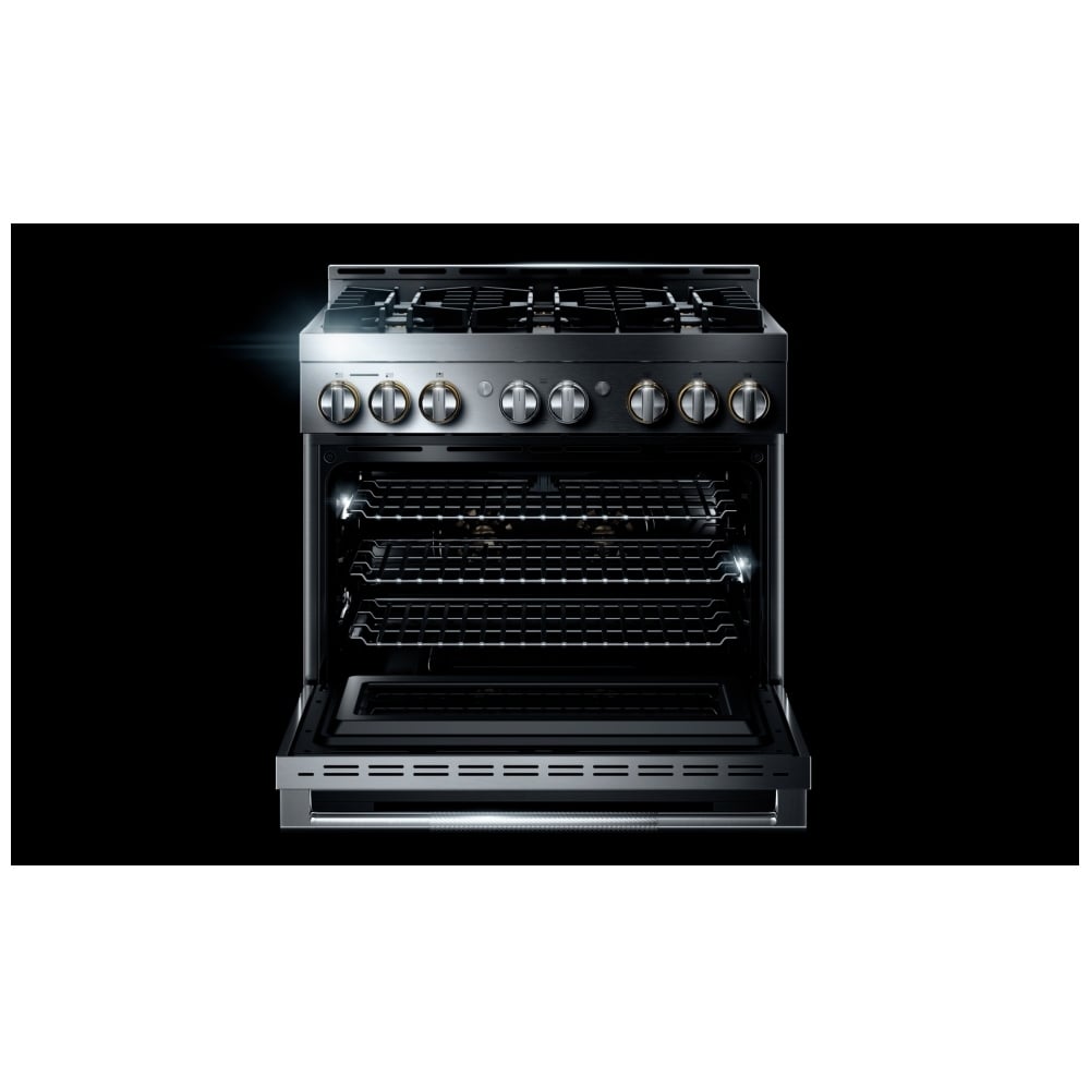 JennAir Rise JGRP436HL Gas Range | 5.1 cu. ft. Capacity, 36 inch Exterior Width, Self Clean, True Convection, 6 Burners, 20,000 BTU