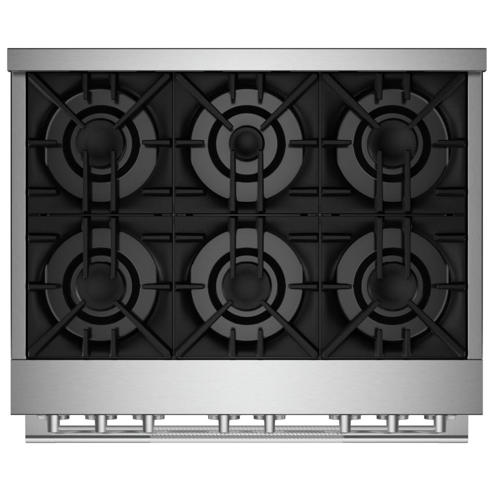 JennAir Rise JGRP436HL Gas Range | 5.1 cu. ft. Capacity, 36 inch Exterior Width, Self Clean, True Convection, 6 Burners, 20,000 BTU