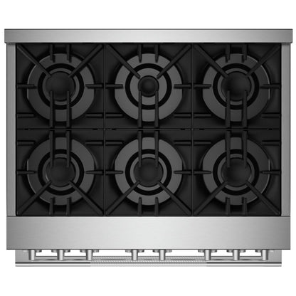JennAir Rise JGRP436HL Gas Range | 5.1 cu. ft. Capacity, 36 inch Exterior Width, Self Clean, True Convection, 6 Burners, 20,000 BTU