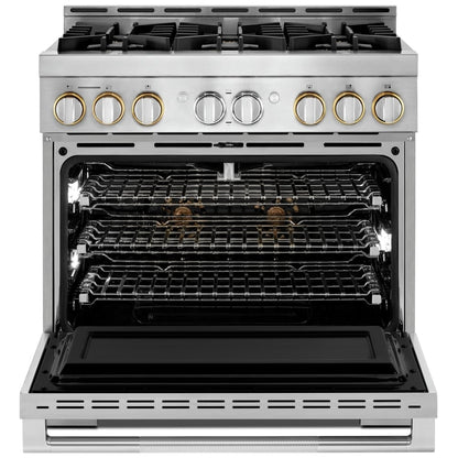 JennAir Rise JGRP436HL Gas Range | 5.1 cu. ft. Capacity, 36 inch Exterior Width, Self Clean, True Convection, 6 Burners, 20,000 BTU
