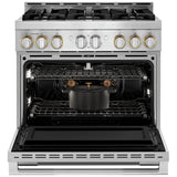 JennAir Rise JGRP436HL Gas Range, 5.1 cu. ft. Capacity, 36 inch Exterior Width, Self Clean, Dual Fan True Convection, 6 Burners, 20,000 BTU Highest Burner, Stainless Steel colour