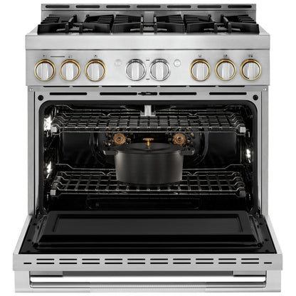 JennAir Rise JGRP436HL Gas Range | 5.1 cu. ft. Capacity, 36 inch Exterior Width, Self Clean, True Convection, 6 Burners, 20,000 BTU