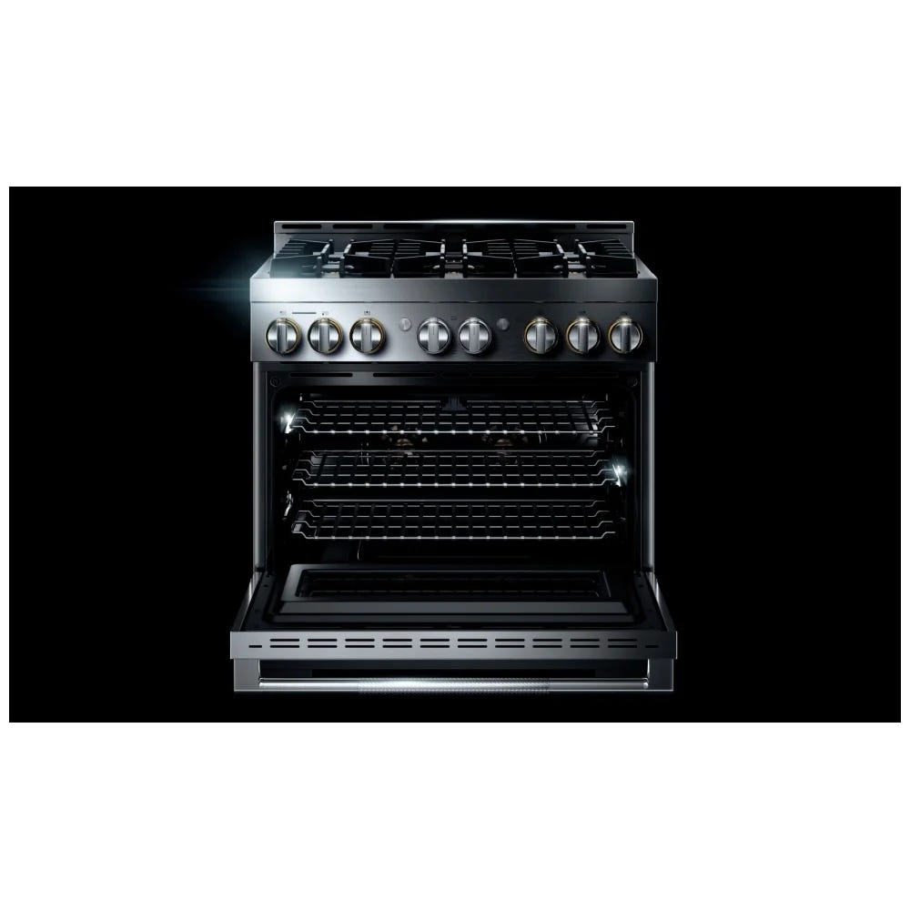 JennAir Rise JGRP436HL Gas Range, 5.1 cu. ft. Capacity, 36 inch Exterior Width, Self Clean, True Convection, 6 Burners, 20,000 BTU