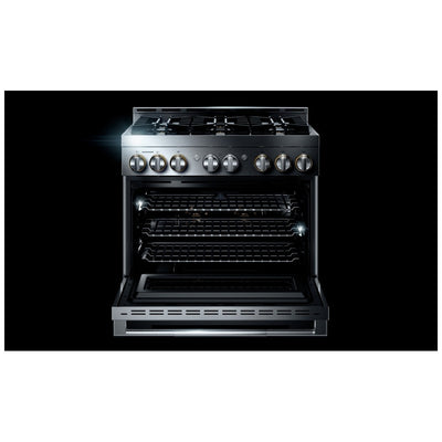 JennAir Rise JGRP436HL Gas Range | 5.1 cu. ft. Capacity, 36 inch Exterior Width, Self Clean, True Convection, 6 Burners, 20,000 BTU