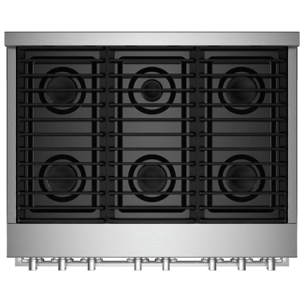 JennAir Rise JGRP436HM Gas Range, 5.1 cu. ft. Capacity, 36 inch Exterior Width, Self Clean, True Convection, 4 Burners, 20,000 BTU