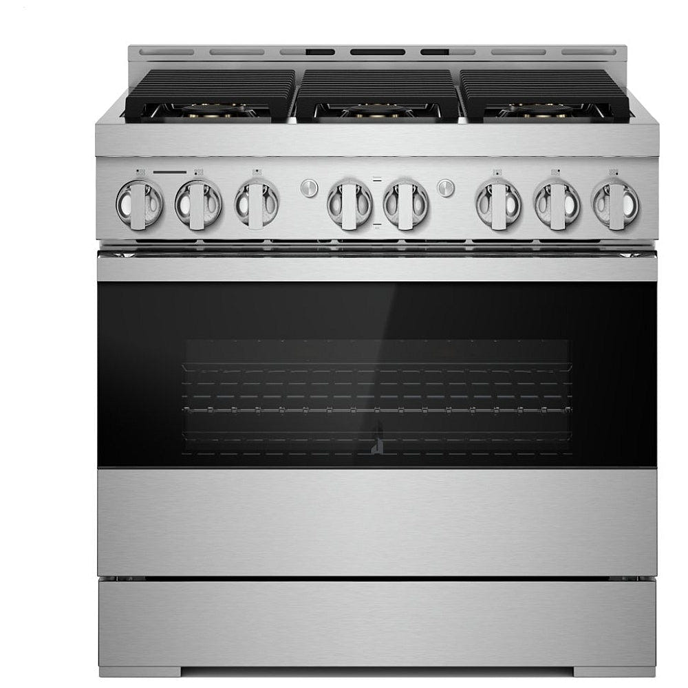 JennAir Rise JGRP436HM Gas Range, 5.1 cu. ft. Capacity, 36 inch Exterior Width, Self Clean, True Convection, 4 Burners, 20,000 BTU