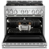 JennAir Noir JGRP436HM Gas Range, 5.1 cu. ft. Capacity, 36 inch Exterior Width, Self Clean, Dual Fan True Convection, 6 Burners, 20,000 BTU Highest Burner, Stainless Steel colour