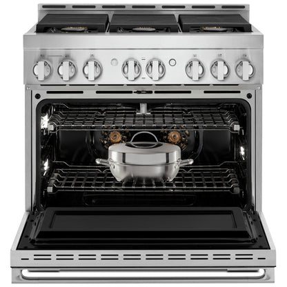 JennAir Rise JGRP436HM Gas Range, 5.1 cu. ft. Capacity, 36 inch Exterior Width, Self Clean, True Convection, 4 Burners, 20,000 BTU