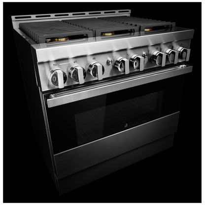 JennAir Rise JGRP436HM Gas Range, 5.1 cu. ft. Capacity, 36 inch Exterior Width, Self Clean, True Convection, 4 Burners, 20,000 BTU