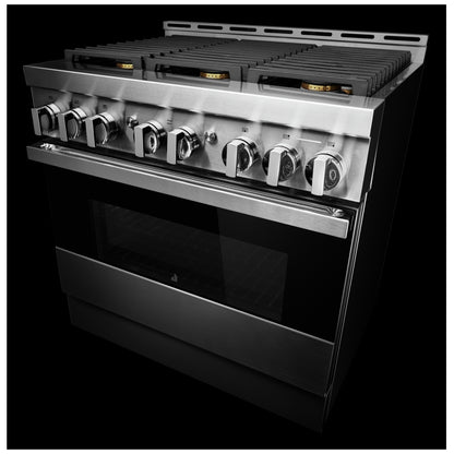JennAir Rise JGRP536HL Gas Range, 5.1 cu. ft. Capacity, 36 inch Exterior Width, Self Clean, True Convection, 4 Burners, 20,000 BTU