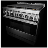JennAir Noir JGRP436HM Gas Range, 5.1 cu. ft. Capacity, 36 inch Exterior Width, Self Clean, Dual Fan True Convection, 6 Burners, 20,000 BTU Highest Burner, Stainless Steel colour