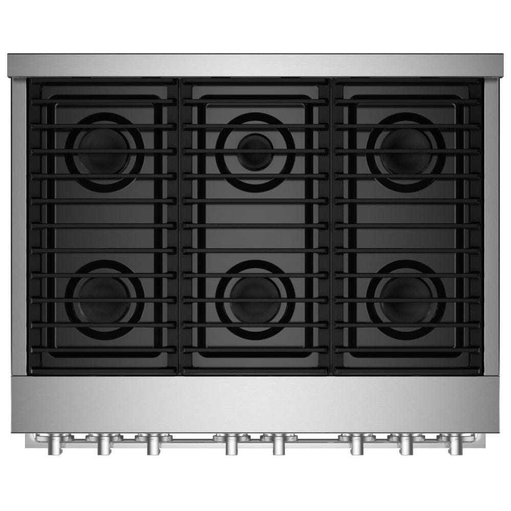 JennAir Rise JGRP436HM Gas Range, 5.1 cu. ft. Capacity, 36 inch Exterior Width, Self Clean, True Convection, 4 Burners, 20,000 BTU
