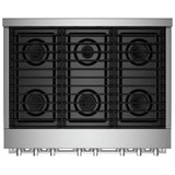 JennAir Noir JGRP436HM Gas Range, 5.1 cu. ft. Capacity, 36 inch Exterior Width, Self Clean, Dual Fan True Convection, 6 Burners, 20,000 BTU Highest Burner, Stainless Steel colour