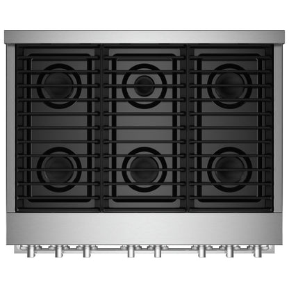 JennAir Rise JGRP436HM Gas Range, 5.1 cu. ft. Capacity, 36 inch Exterior Width, Self Clean, True Convection, 4 Burners, 20,000 BTU
